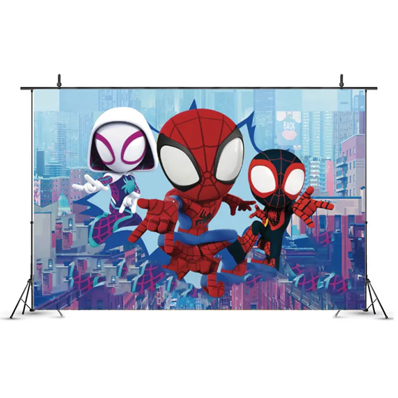 Spidey And His Amazing Friends Photography Backgrounds Vinyl Cloth Photo Shootings Backdrops For Kid Birthday Party Photo Studio