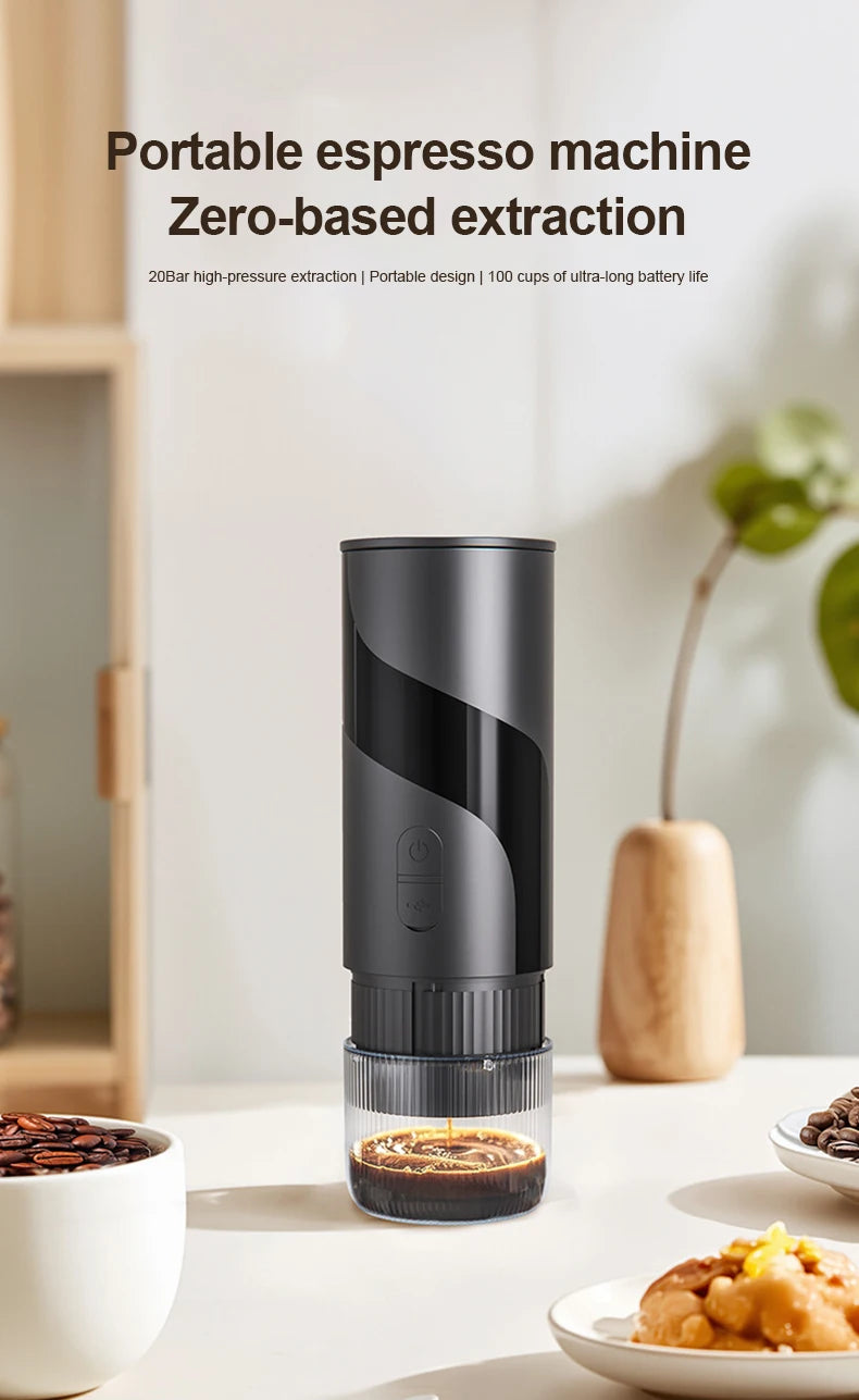 20 BAR Portable Electric Coffee Maker Capsule 2 in 1 Coffee Grinder Travel Coffee Maker for Car and Home Camping Outdoor