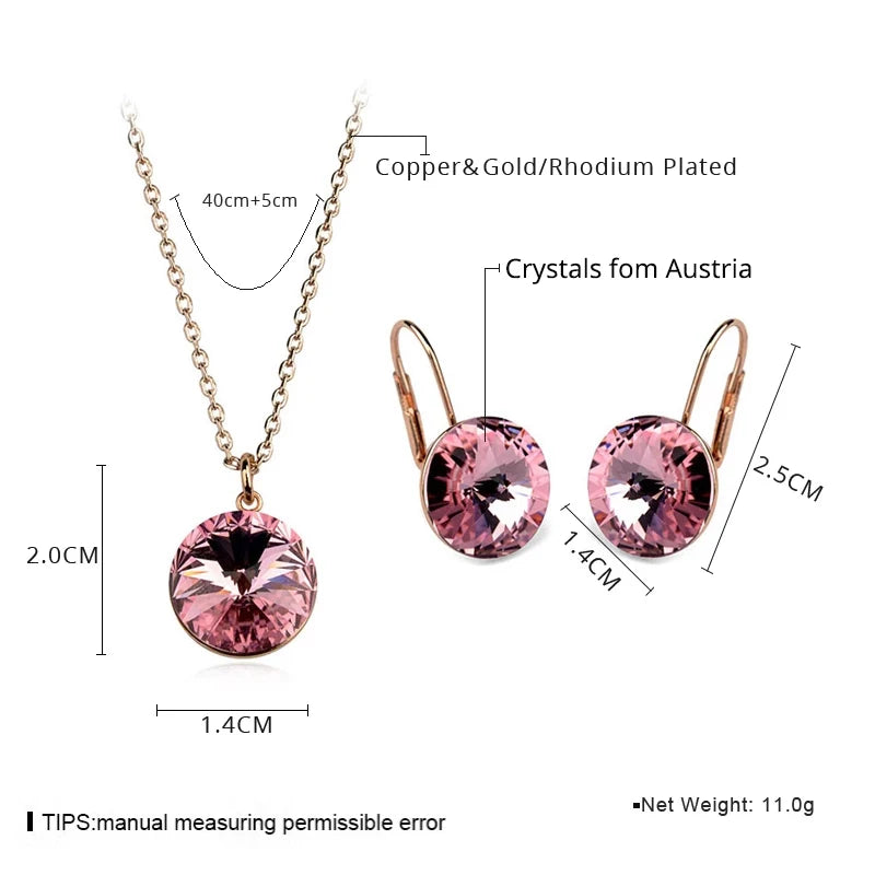Silver Color Bella Jewelry Sets Crystals from Austria Pendant Necklace Drop Earrings for Women Party Wedding Evening Accessories