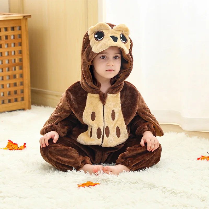 Winter Baby Rompers Baby Pijamas Halloween Ghost Bat Shark Deer Animal Cartoon Hooded Jumpsuits Cosplay Costume Boys Girl Pajama