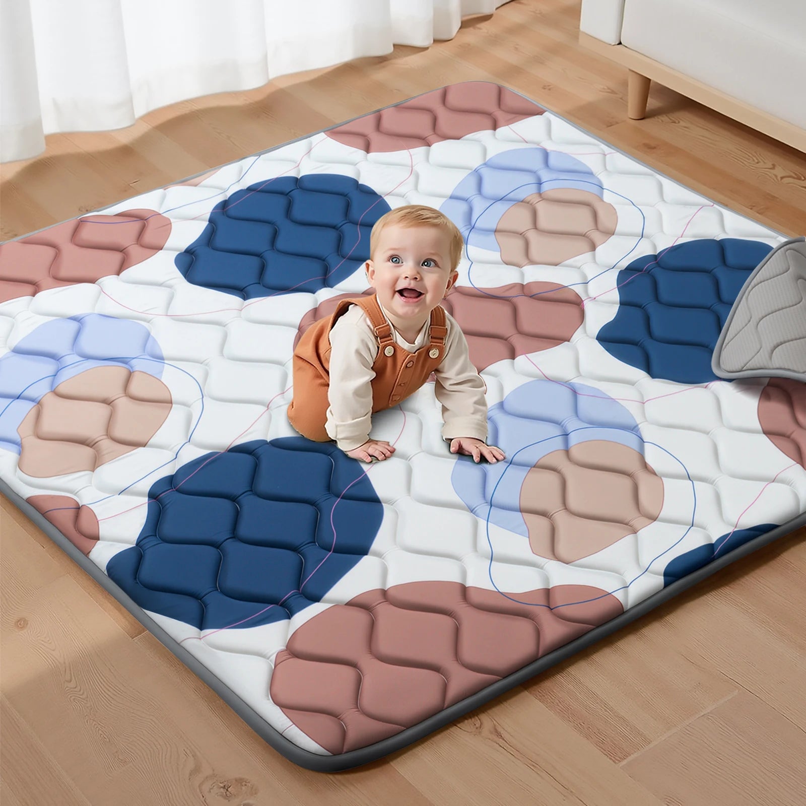 Baby Play Mats, Crawling Playpen Mat, Thicken Soft Padding Foam Playmat Foldable Crawling Mats, Non-Slip & Machine Washable