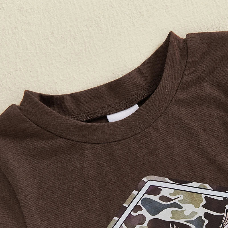 Toddler Baby Boy Summer Clothes Outfit Camouflage Pattern Crew Neck Short Sleeve T-Shirt with Casual Shorts 2 Pcs Set