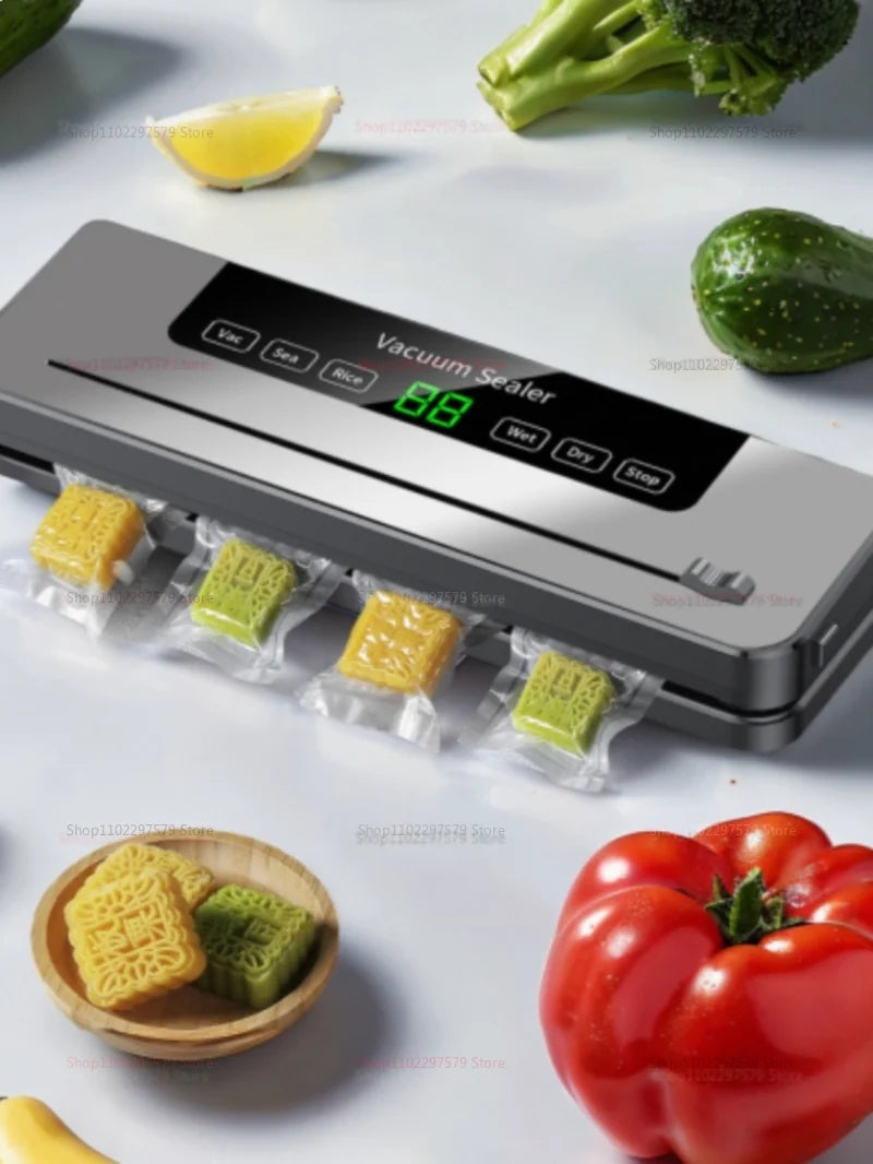 Electric Vacuum Sealer with Built-in Cutter Food Storage Sealer for Kitchen Dry/Wet Wet Food Preservation Sealing Sealer