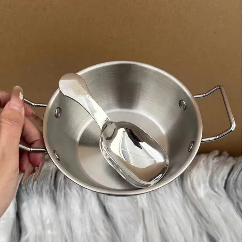 Stainless Steel Household Cuisine Bowl With Handle Rice Wine Bowls Sauce Dish Food Serving Kitchen Tableware