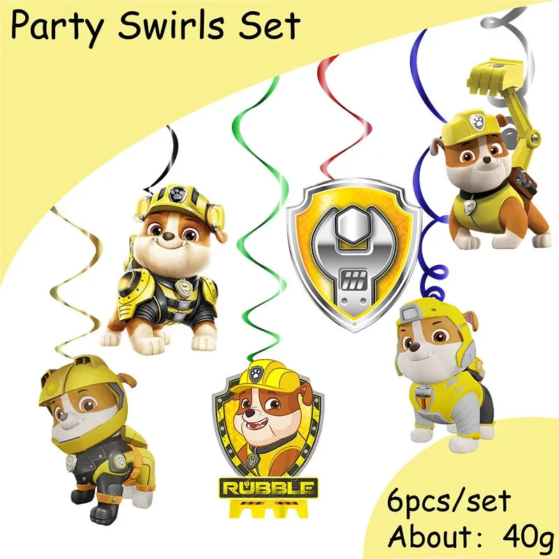 paw patrol rubble theme animals party supplies decorations kids birthday disposable tableware plate tablecloth party theme favor