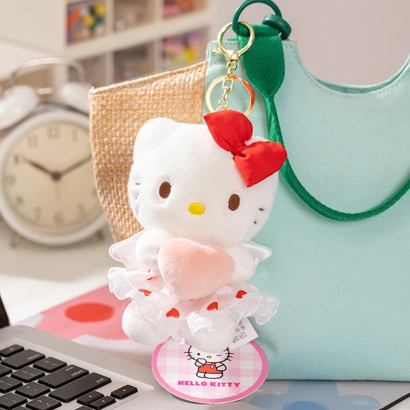 Genuine Sanrio Hello Kitty Cute Girl Keychain Car School bag Pendant Kids Plush Toys Keyring Plushier Birthday Thanksgiving Gift