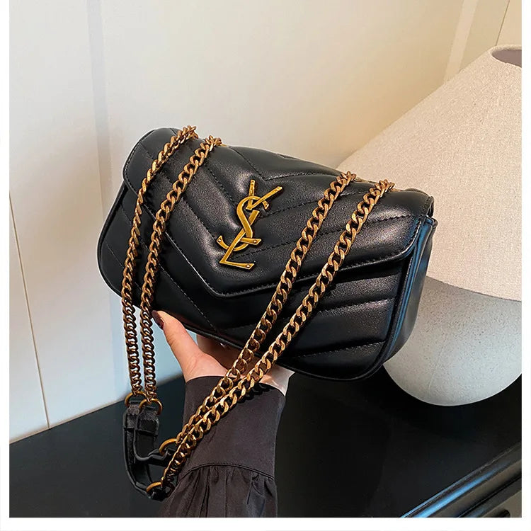 2025 Embroidered Quilted Chain Bag, Women's Luxury Crossbody Purse, Vintage Diamond Pattern Shoulder Bag with Stitching