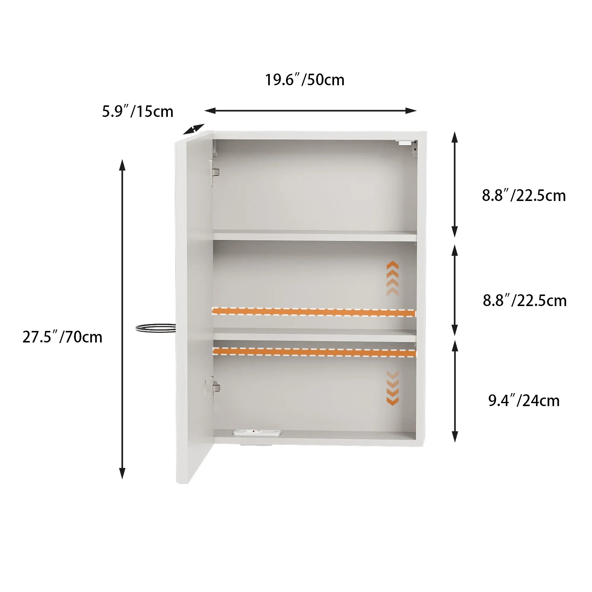 3-colour memory defogger, dimmer mode, LED bathroom mirror, wall-mounted bathroom cabinet, medicine cabinet with adjustable shelf.