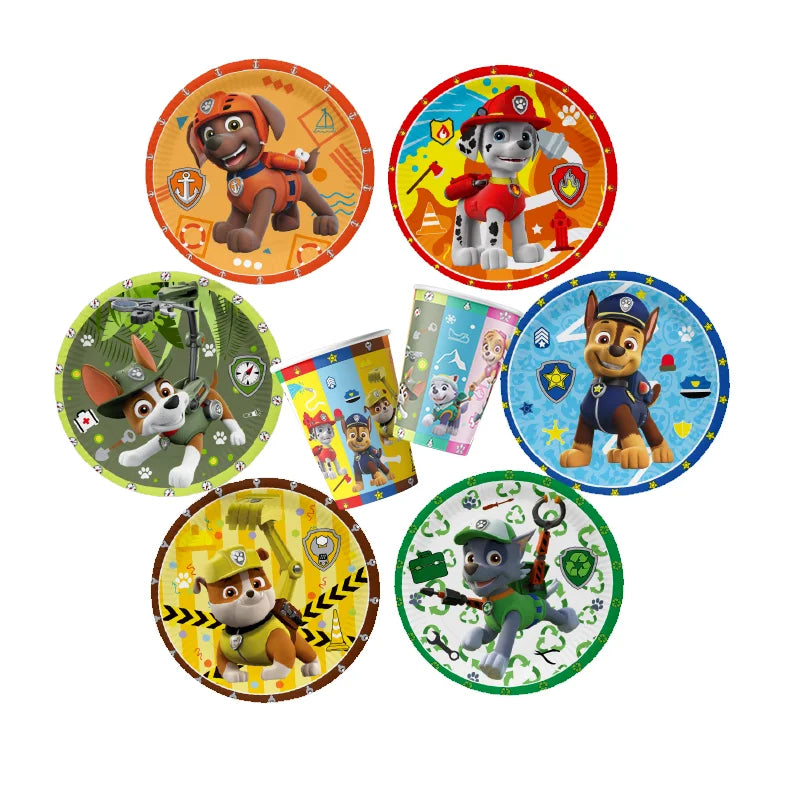 Paw Patrol Birthday Party Decoration Supplies Cartoon Dog PAW Patrol Sky Blue tablecloth napkin sticker balloon Party supplies