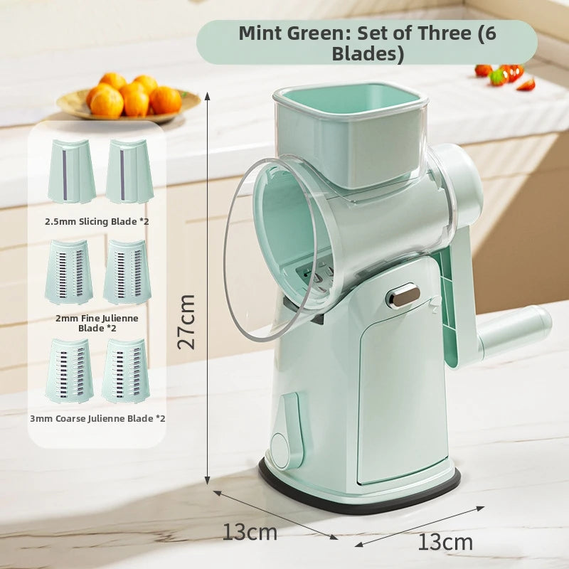 Household Manual Slicer, Stainless Steel Multi-Blade Design, Non-Slip Base, Portable And Easy To Clean, Kitchen Artifact