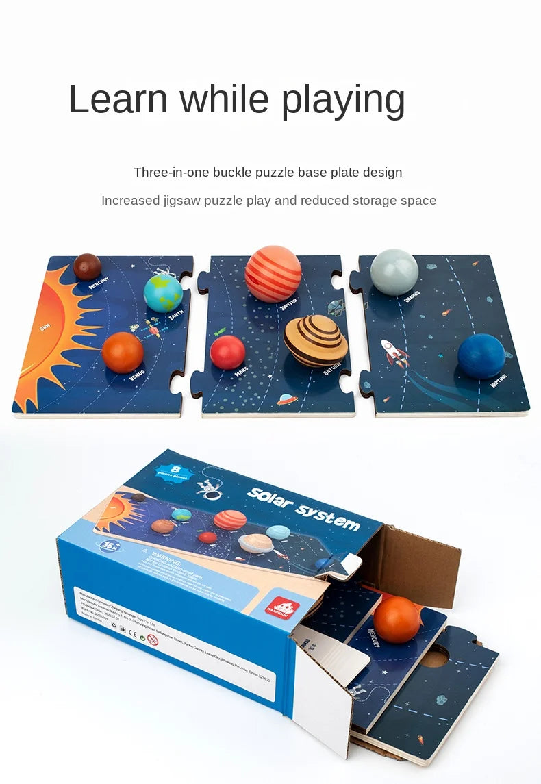 Wooden Planet Model, Eight Planets in Space, Planetary Recognition, Scientific Exploration Toys, Universe Planet Simulation Toys for Children to Reveal the Mysterious Veil of the Solar System, Interactive Education Toys for G