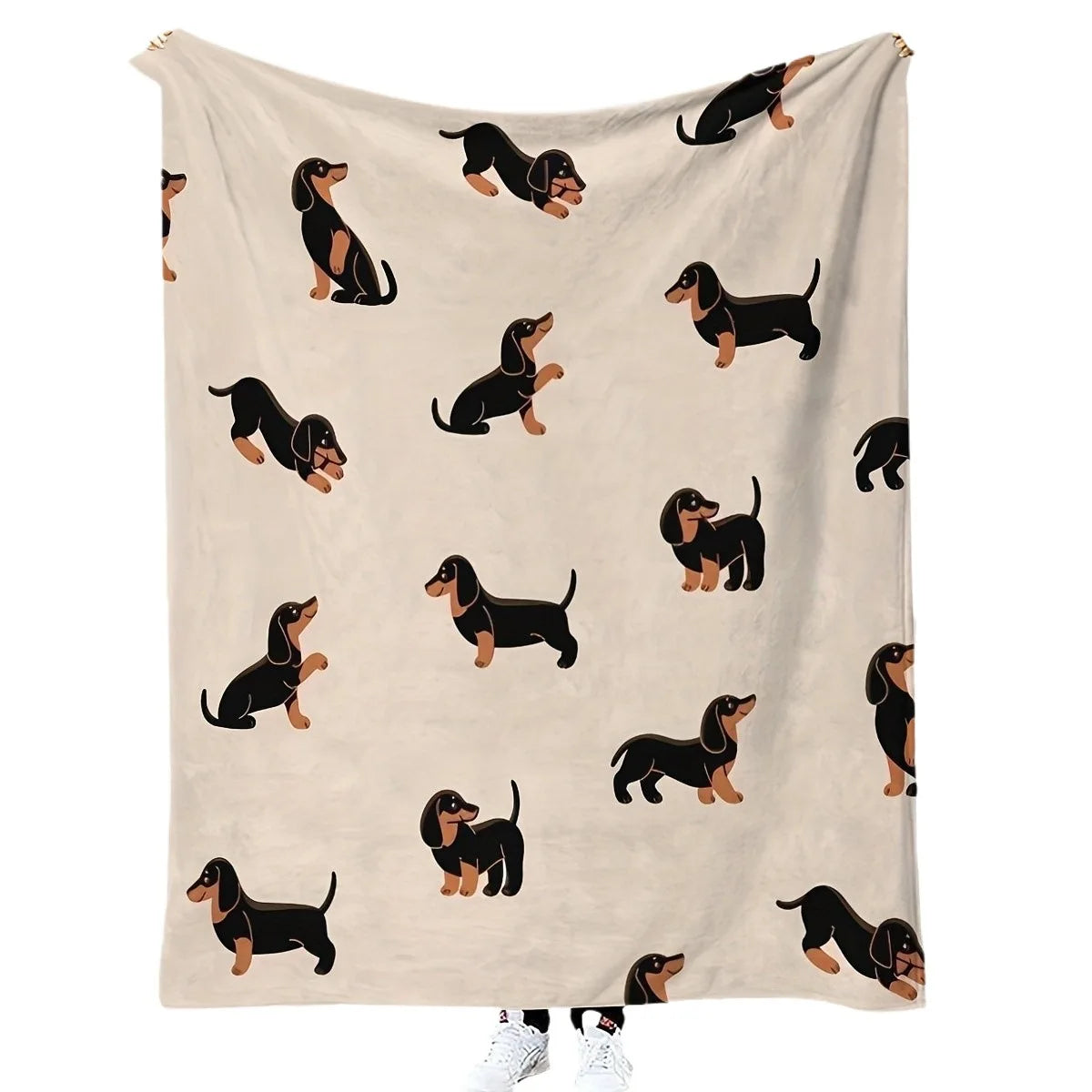VIKAMA Cute Dachshund Blanket, Soft And Skin-Friendly Flannel Cartoon Printed Blanket, Sofa, Bedroom, Dormitory, Nap Blanket