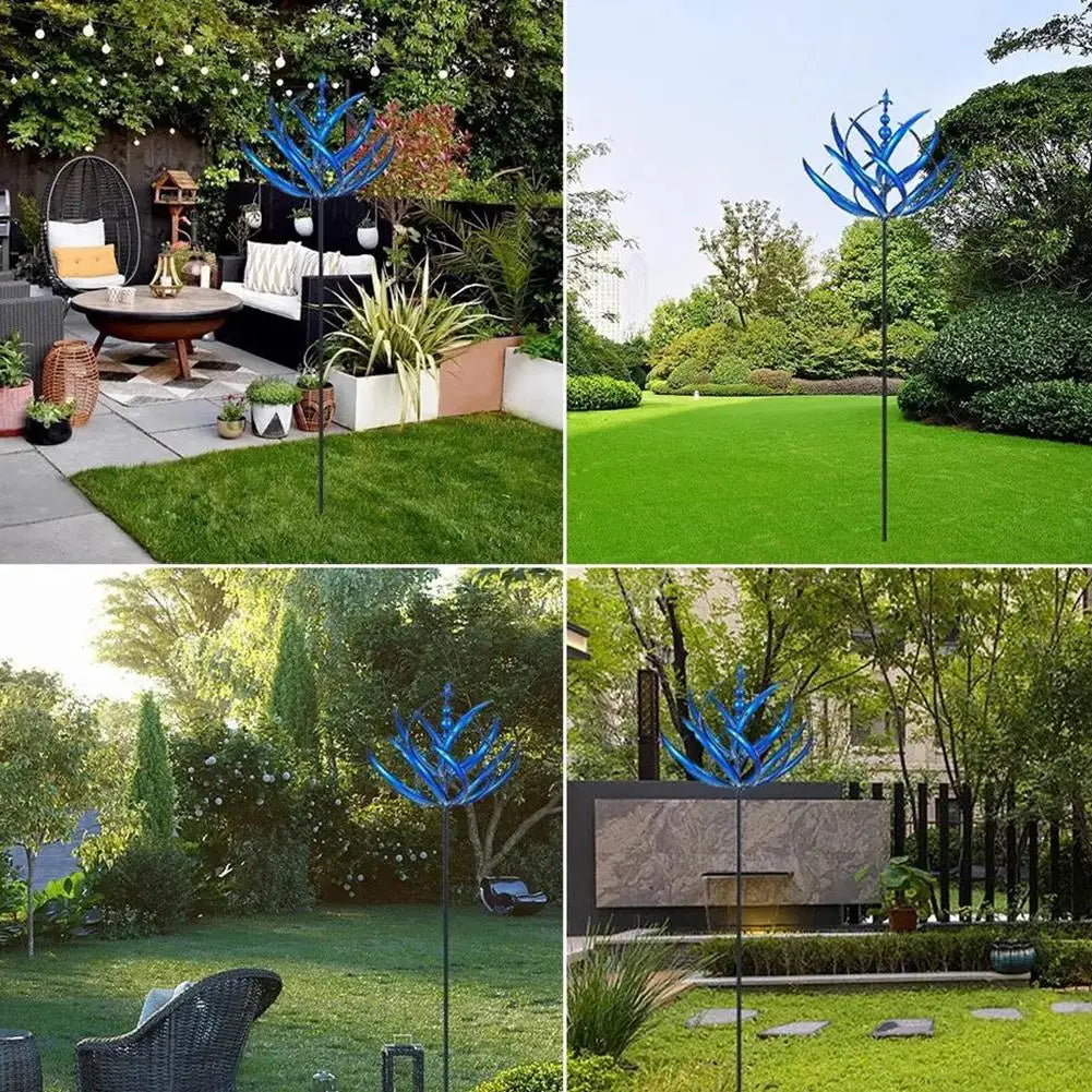 1/2pcs Harlow Wind Spinner Metal Windmill 3D Wind Powered Kinetic Sculpture Lawn Metal Wind Solar Spinners Yard for Garden Decor