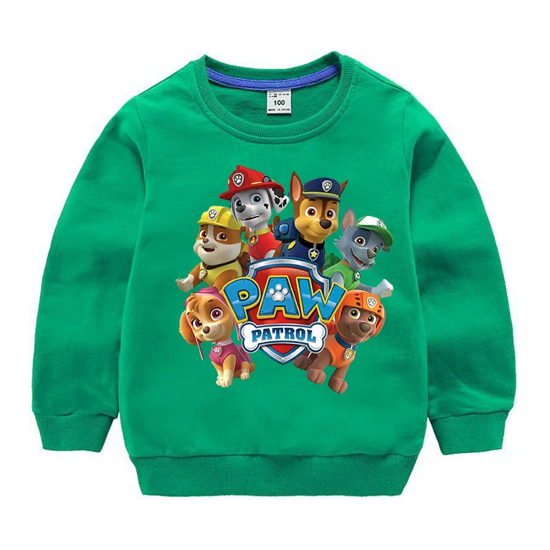 2024 Cute Paw Patrol Sport Casual Hooded Sweatshirt Cartoon Paw Patrol Patchwork Pullover Autumn Hood Sportswear Birthday Gifts