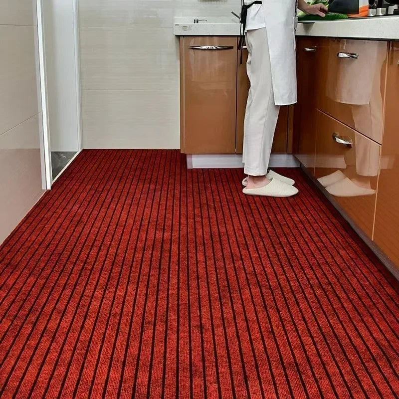 Shearable Striped Entrance Door Floor Mat PVC Anti-slip Dirt Resistant Kitchen Rugs Hallway Office Corridor Decoration Carpets