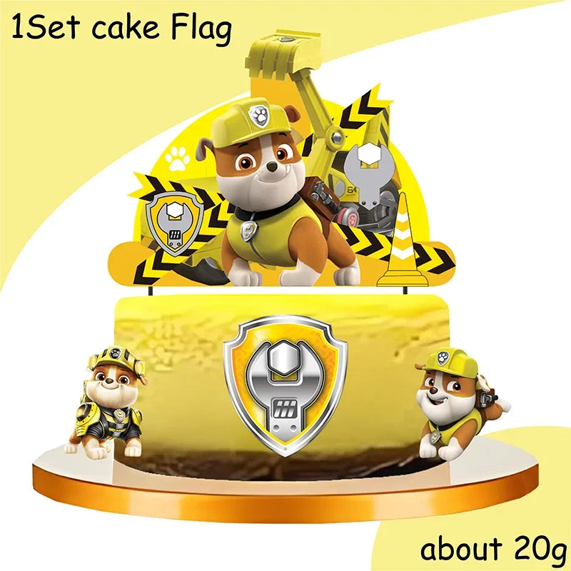 paw patrol rubble theme animals party supplies decorations kids birthday disposable tableware plate tablecloth party theme favor