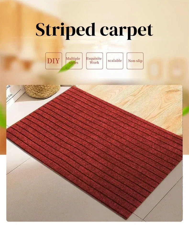 Shearable Striped Entrance Door Floor Mat PVC Anti-slip Dirt Resistant Kitchen Rugs Hallway Office Corridor Decoration Carpets