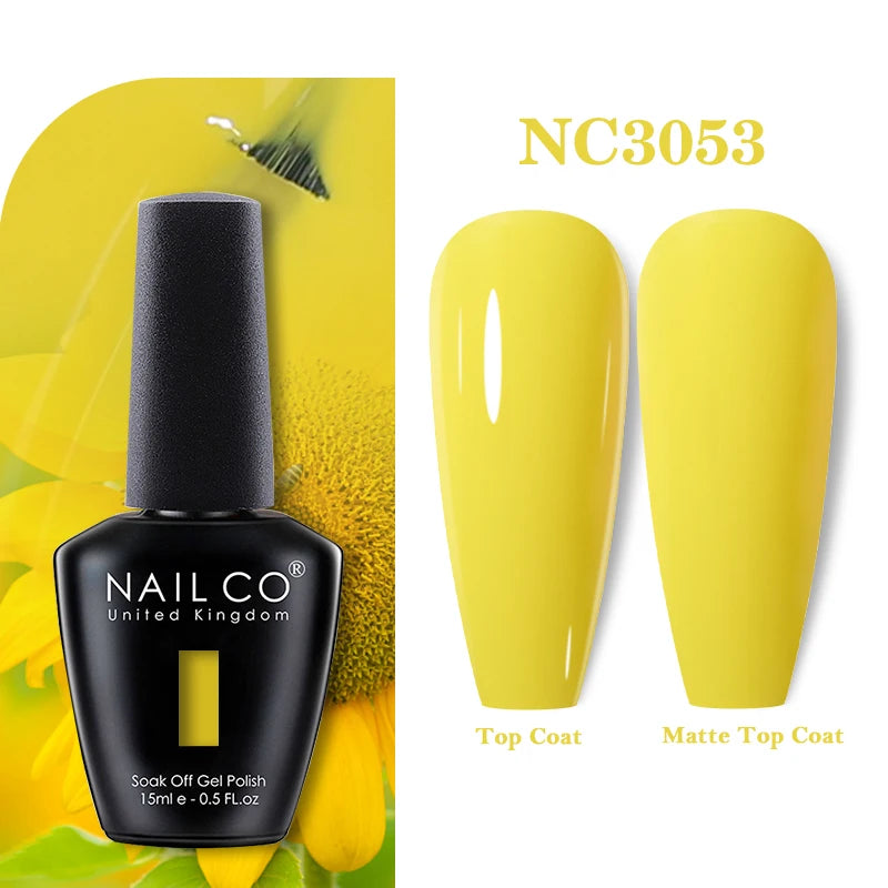 NAILCO Vernis Semi Permanent UV Gel Nail Polish Black White Color Nails Art Manicure TOP BASE Varnish Hybrid Nail Professionals