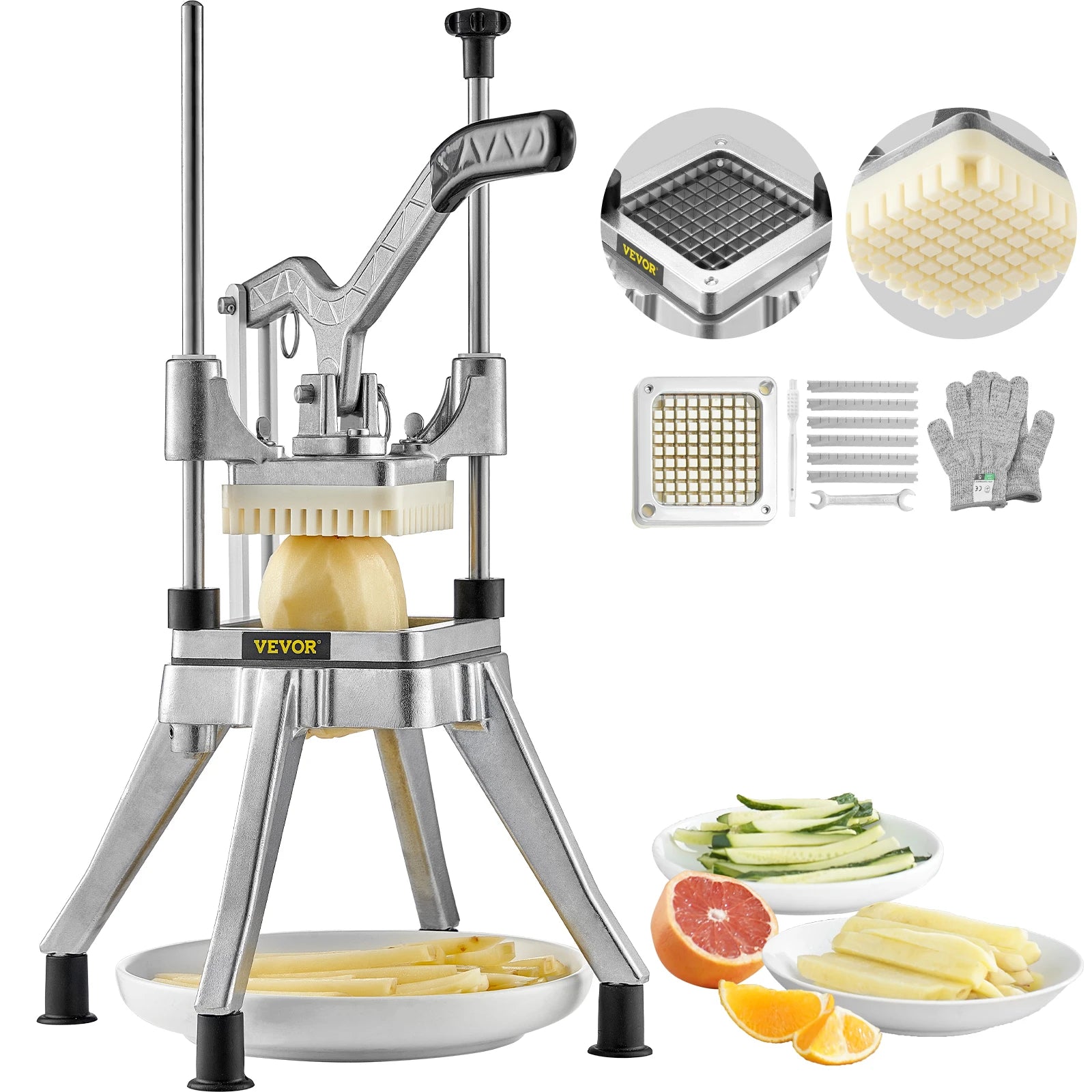 SucceBuy Commercial Vegetable Fruit Heavy Duty Professional Food Dicer Kattex French Fry Cutter Onion Slicer Stainless Steel