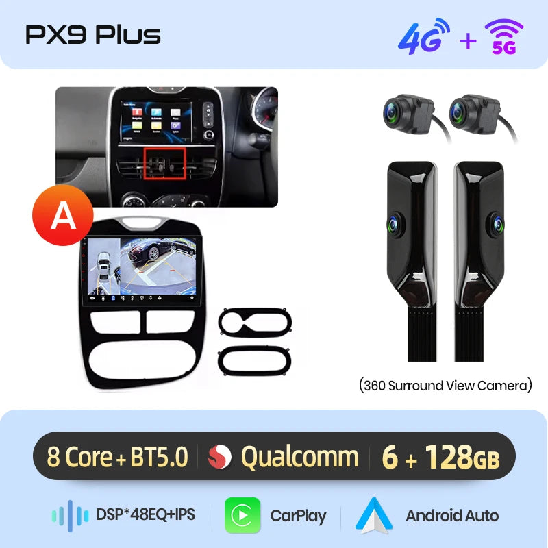 AWESAFE CarPlay اللاسلكي لنظام Apple Android 13 راديو السيارة لسيارة Renault Clio 4 2012 2013 2014-2016 شاشة الوسائط المتعددة ستيريو نظام تحديد المواقع العالمي (GPS)