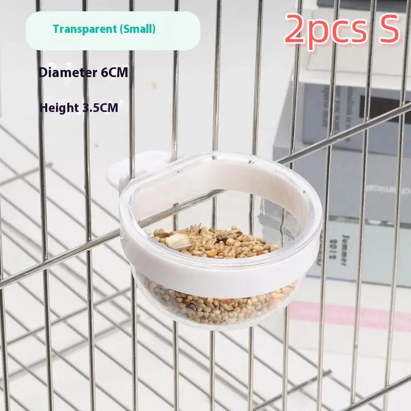 وعاء تغذية الطيور وعاء شفاف قابل للفصل وكوب طعام بلاستيكي للقفص ومغذي بذور معلق مريح للببغاوات