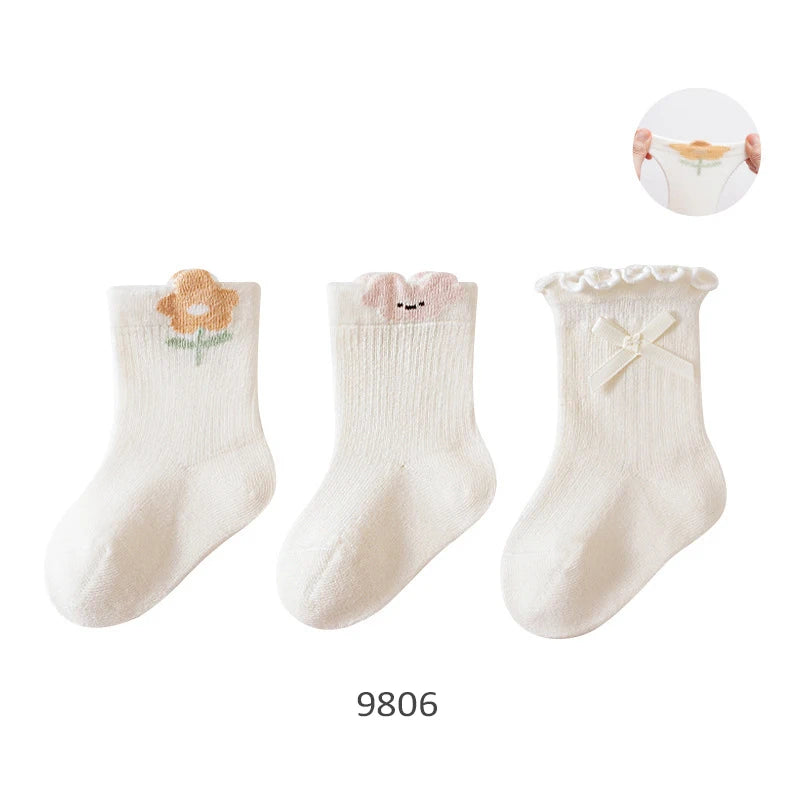 3 Pairs Baby Socks Soft Children Kids Socks Breathable Cartoon Kids Boys Girl Socks For Toddler