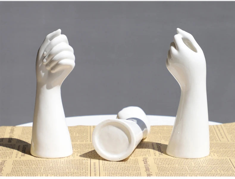 Ceramics Vase Hand Vase Flowers Arrangement Modern Home Office Decor Creative Plant Flower Vase Desktop Decoration Ornaments