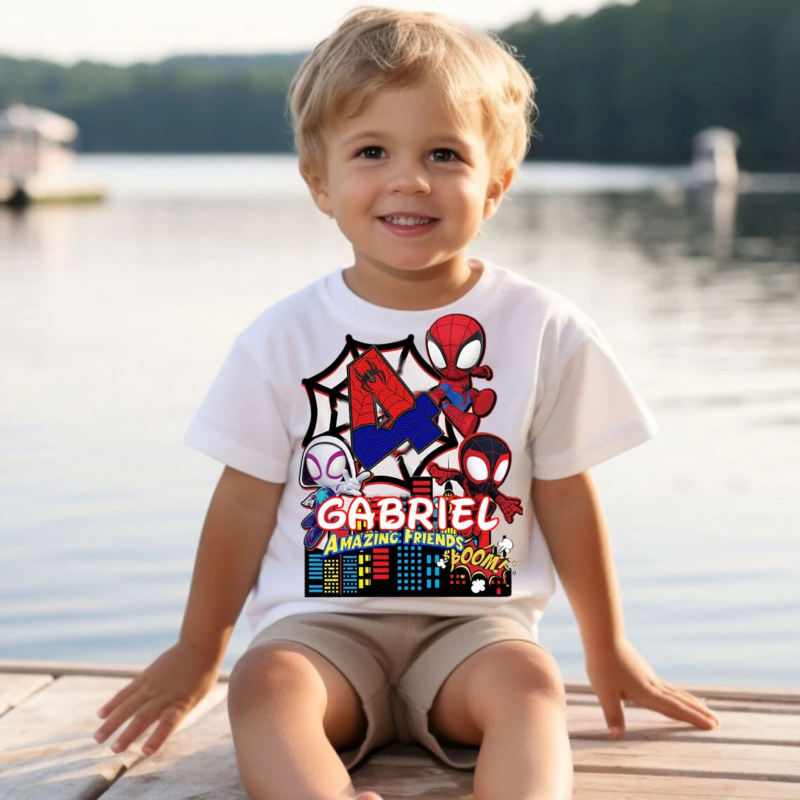 Summer 2 3 4 5 6 7 8 9 Spidey and His Amazing Friends Birthday Party Boy Shirt Spiderman Personalize Name Birthday Boys T-shirts