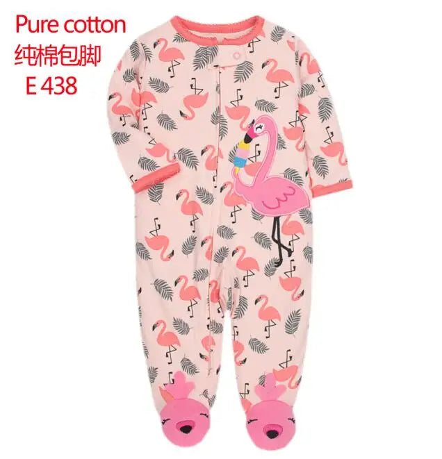 Baby Cotton Rompers Newborn Toddler Baby Boys Girls Pajamas Coveralls Cartoon Animal Dinosaur Strawberry Zipper Jumpsuit