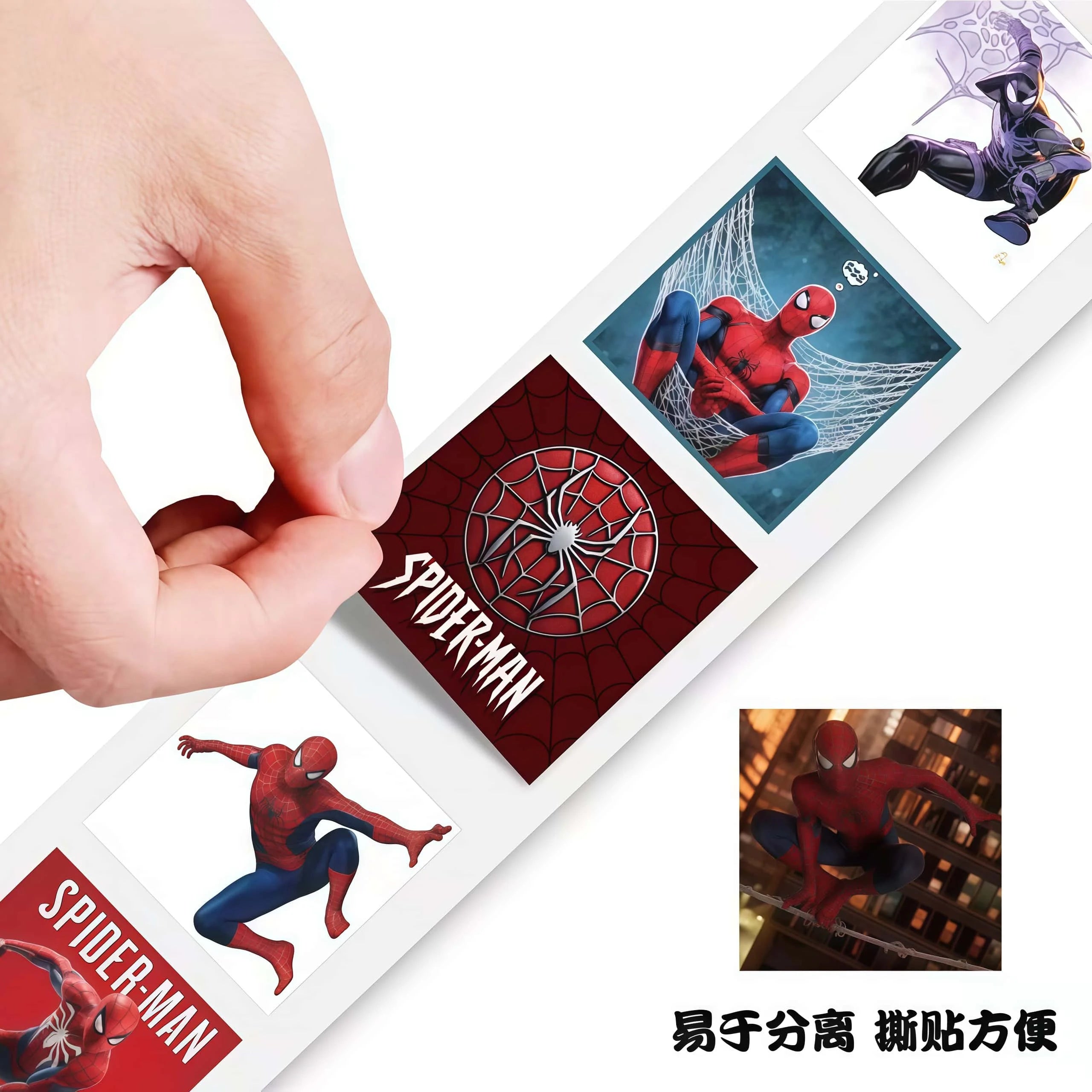 500Pcs/Roll Spider - Man Stickers, Superhero Action Pose Decals for DIY, Journal & Gift Embellishment