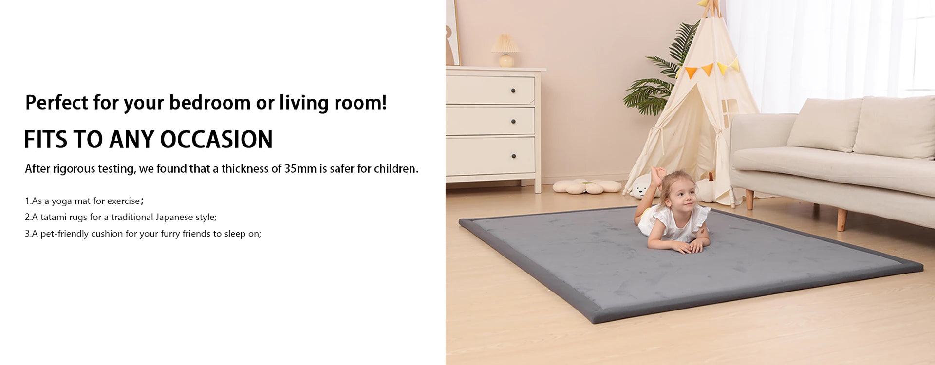 Huloosleep 4 Colors Baby Crawling Play Mats Non-Slip Thick Soft Foam Baby Activity Gym Carpet Baby Game Children's Safety Rug