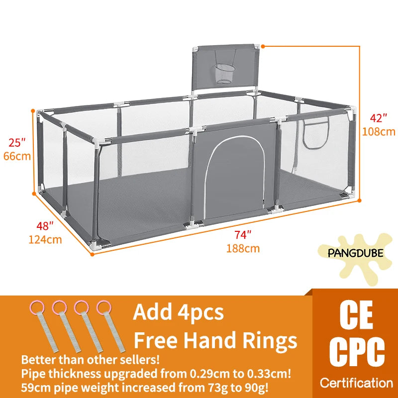 PANGDUBE Baby Playground Playpen for Baby and Toddlers Thicken Steel Pipes & Cloth Baby Fence Play Park Baby Activity Fence
