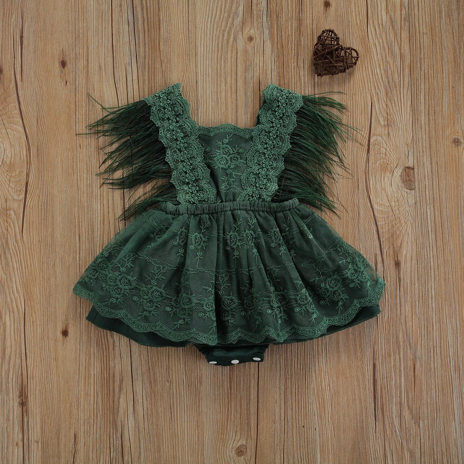 Baby Girls Romper Dress Feather Tassel Sleeveless Lace Tulle Tutu Dress Casual Summer Toddler Baby Clothes 0-24M