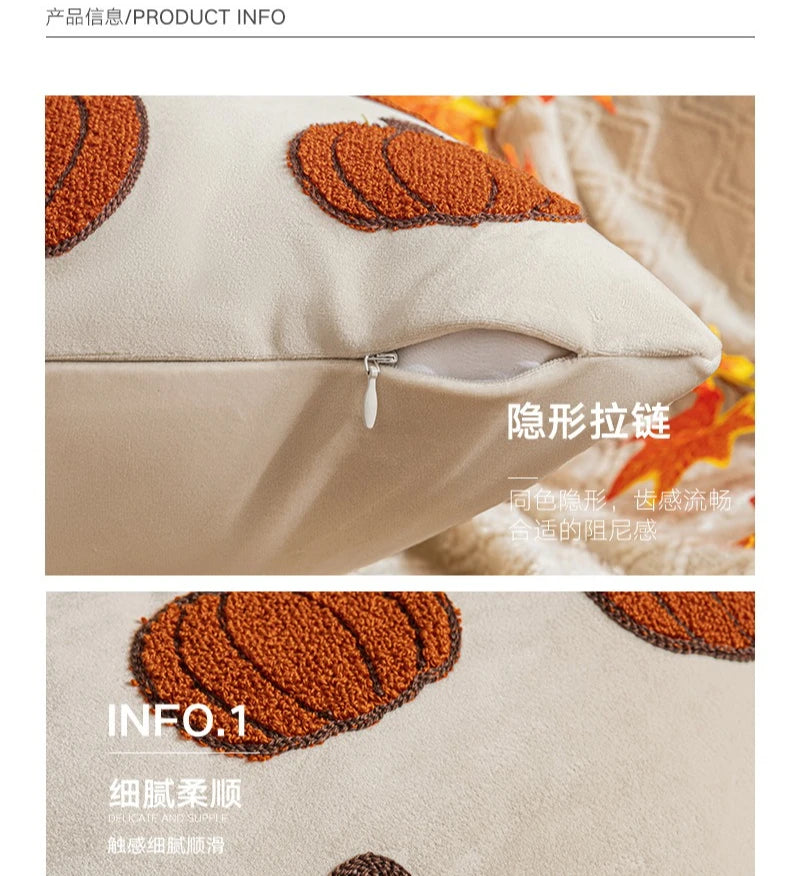 30x50/45x45cm Autumn Velvet Embroidered Pumpkin Pillow Cover Nordic Style Sofa Cushion Decorative Pillow