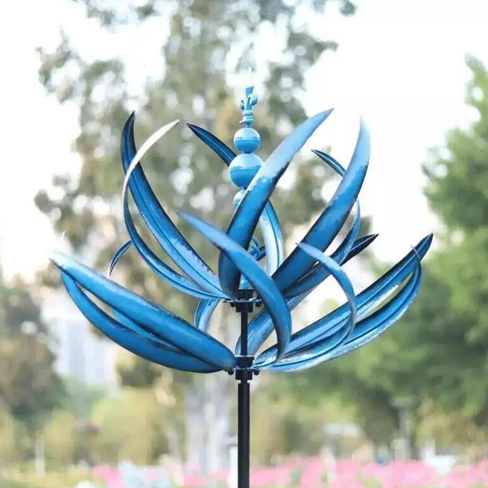 1/2pcs Harlow Wind Spinner Metal Windmill 3D Wind Powered Kinetic Sculpture Lawn Metal Wind Solar Spinners Yard for Garden Decor