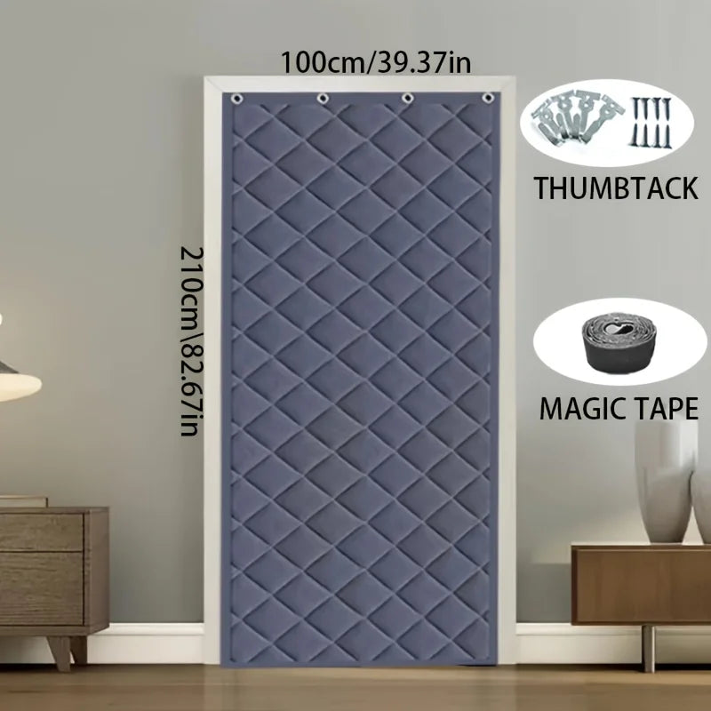 Oxford Thermal Door Curtain Magnetic Adhesive Installation Windproof Winter Insulation with Pencil Hole for Living Room Office