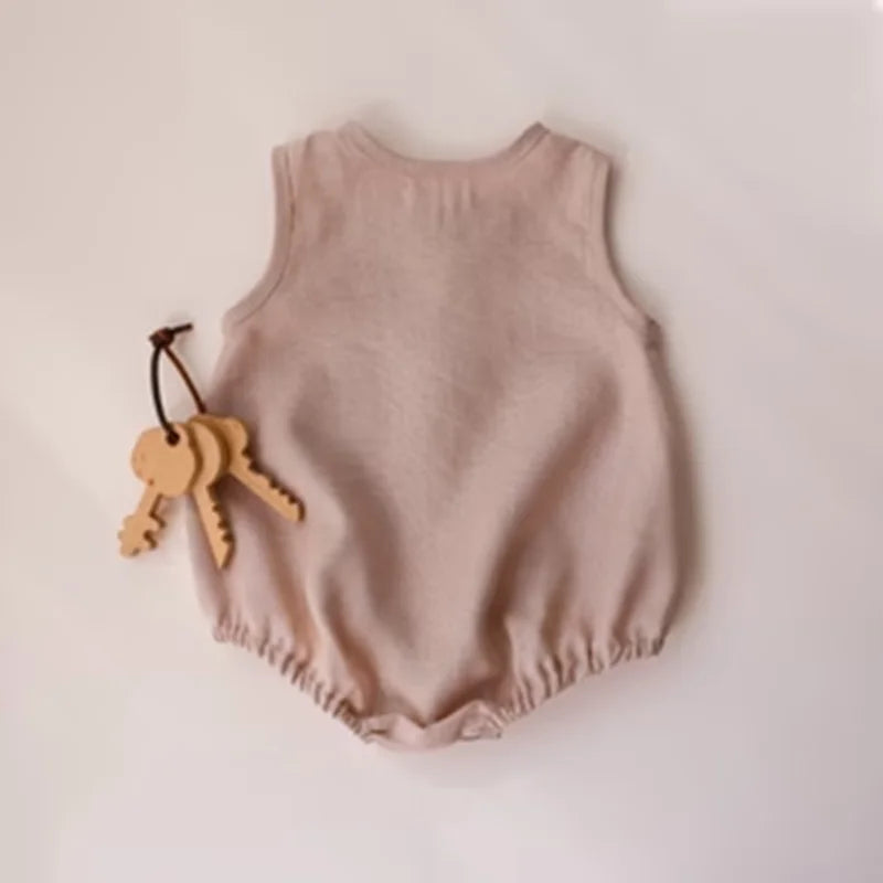 Newborn Baby Boys Linen Cotton Romper Soft Breathable Sleeveless bodysuits Infant Jumpsuit Toddler Girls One-Piece Clothes 0-24m