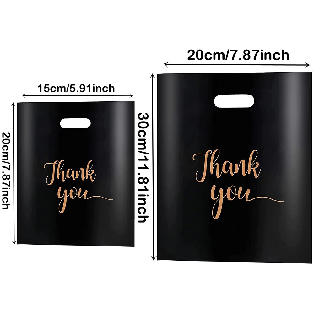 10/20/30pcs Thank You Gift Packaging Bags Plastic Shopping Bags with Handle Small Business Stores Wedding Birthday Wrap Gift Bag
