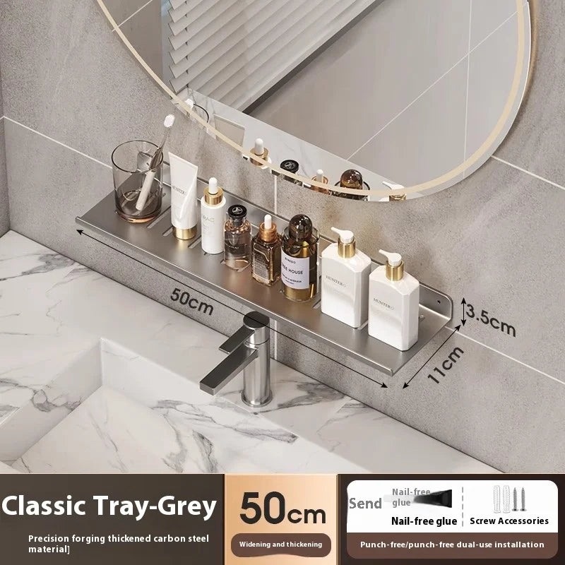 Kitchen and bathroom storage rack, washbasin rack, suction cup mirror, front rack, bathroom sink, faucet, wall mounted