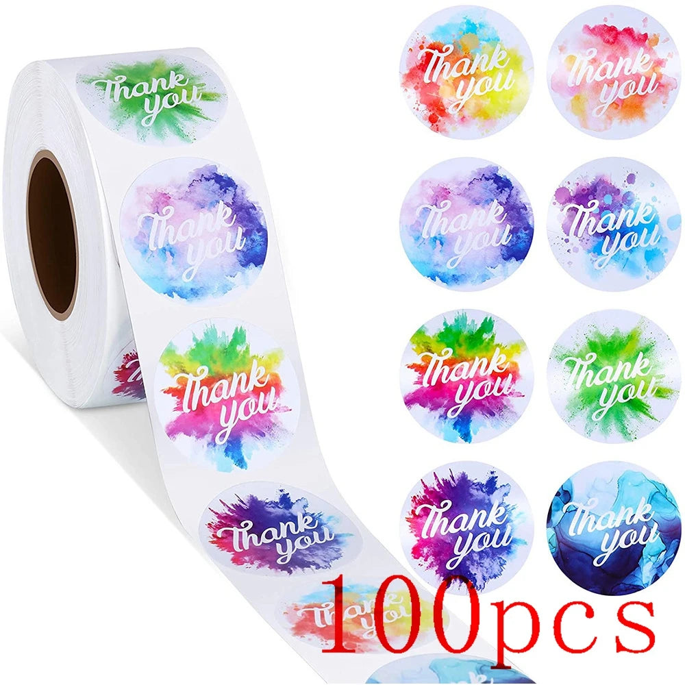 100-500pcs Thank You Sticker Holiday Decor Sticker Wedding Party Gift Sticker Birthday Gift Box Sticker Baking Labels