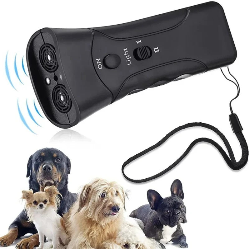 Rechargeable Ultrasonic Dog Barking Deterrent Trainer with LED Light Stop Bark Control Device for Pets Training