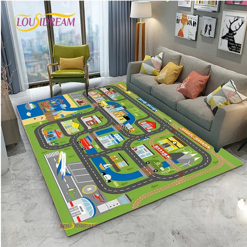 Alfombra Road Traffic Rout Map Carpet Living Room Sofa Coffee Table Bedroom Rugs Kitchen Kid Play Anti-slip floor Mat Home Decor