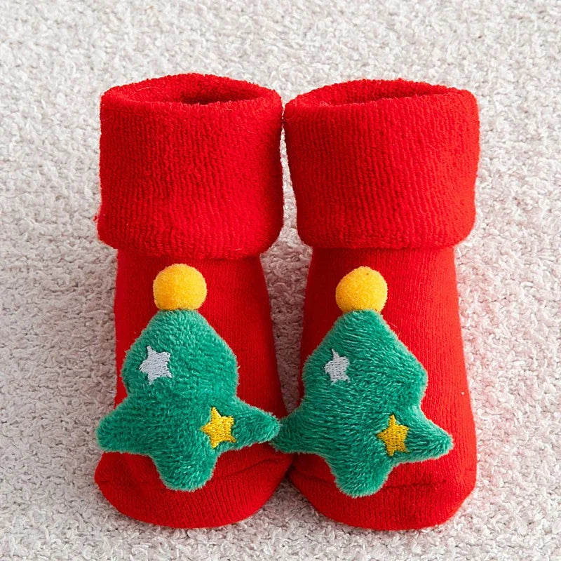 Baby Christmas Socks Kids Children's Socks for Girls Boys Non-slip Print Cotton Toddler for Newborns Infant Short Socks Clothing