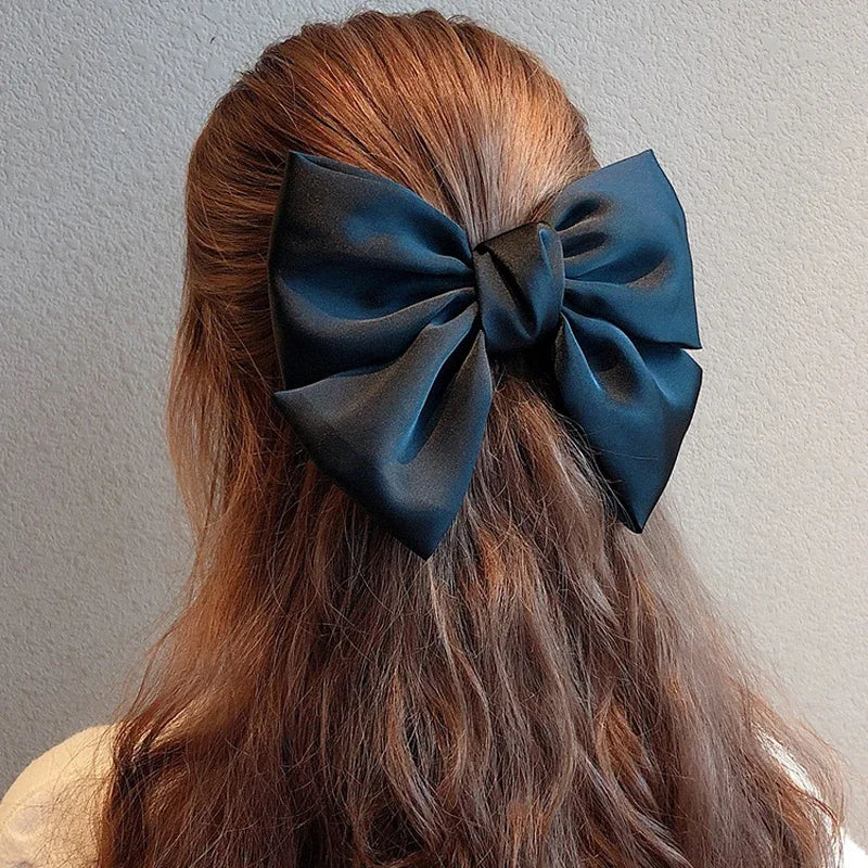 Grands nœuds de soie Bandes de cheveux élastiques Cravées grandes bandes de caoutchouc solides Chouchous Pinces à cheveux pour femmes Filles Barrettes Accessoires pour cheveux