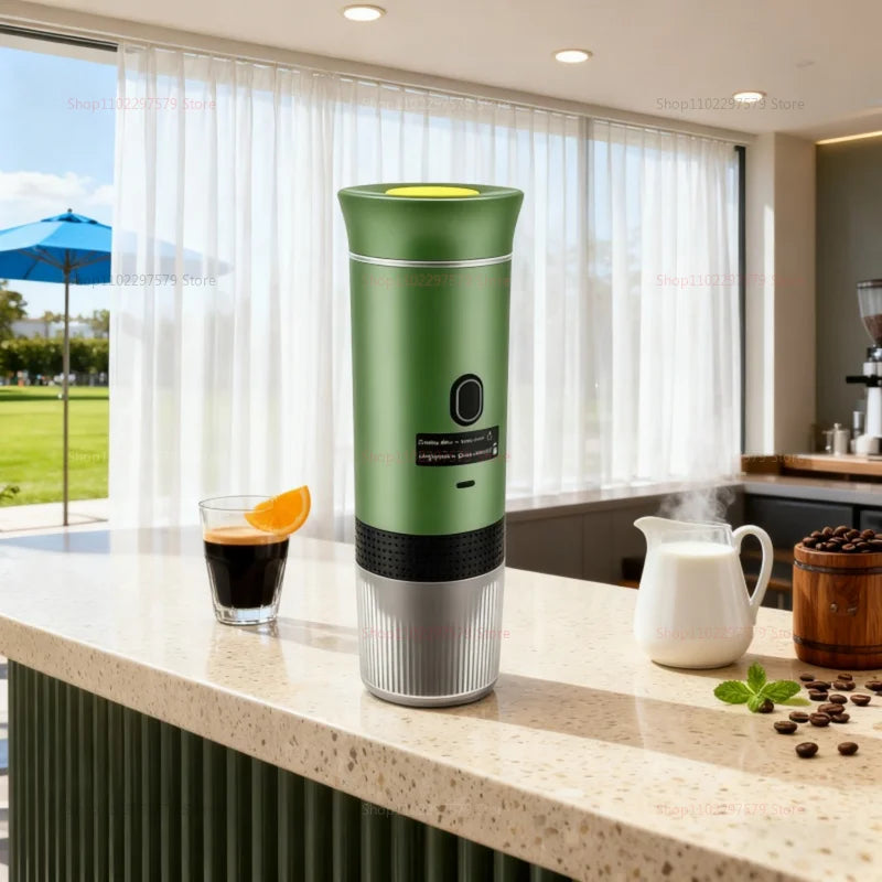 Wireless Electric Portable Coffee Machine for Car & Home Camping Coffee Maker 3-in-1 Capsule Powder Travel Espresso Machine
