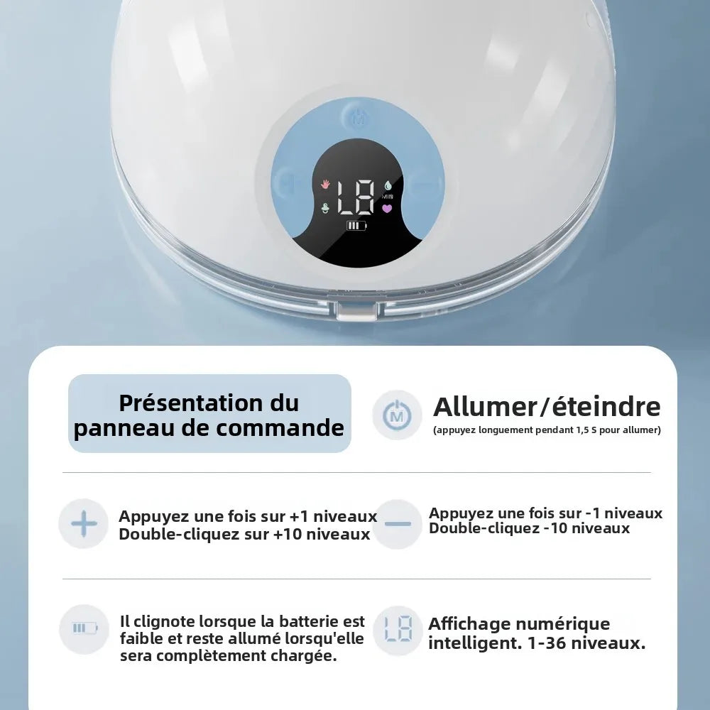 Wearable Electric Breast Pump 4 Modes 36 Suction Levels Hands-Free Milk Collector with 19/24mm Flange for Comfortable Feeding