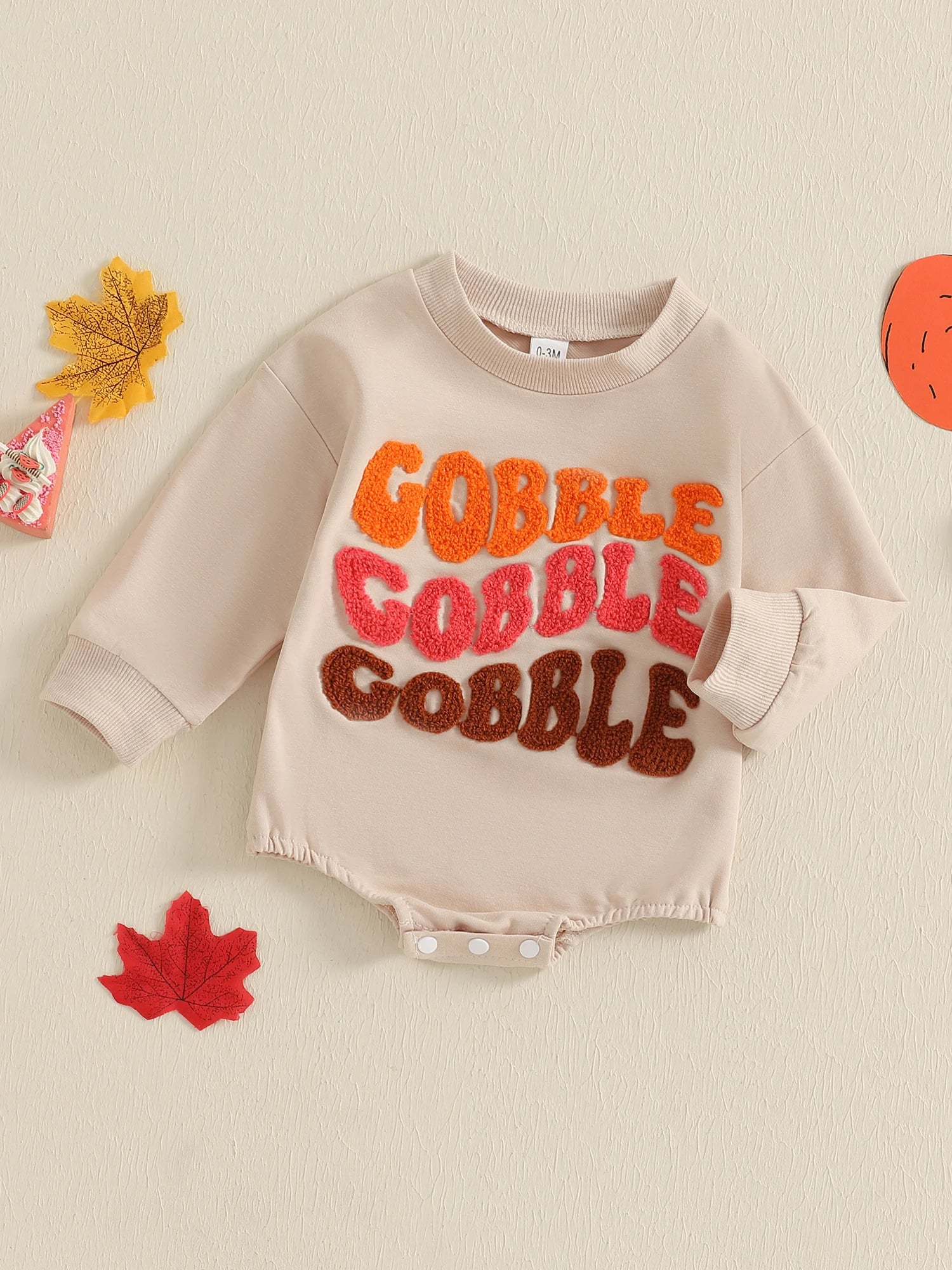Thanksgiving Baby Romper with Embroidered Letters Long Sleeve Crew Neck Jumpsuit for Boys and Girls - Adorable Bubble