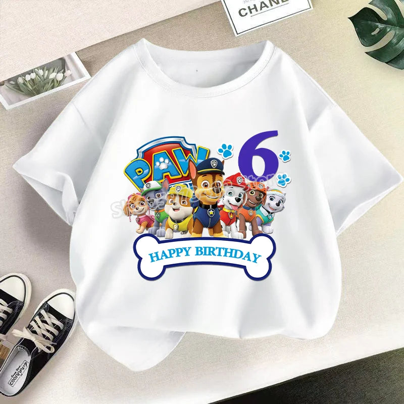 Paw Patrol Child Short Sleeve T-shirt Cartoon Chase Skye Printed Pullover Boys Girls Summer Breathable Casual Cotton Tops Gifts