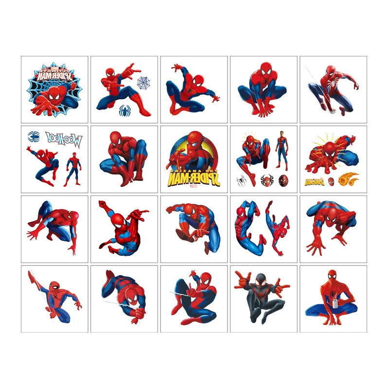 20Pcs/Set SpiderMan Tattoo Stickers Waterproof Cute Sticker Funny Cartoon Kids Girls Christmas Birthday Gift Reward Toy