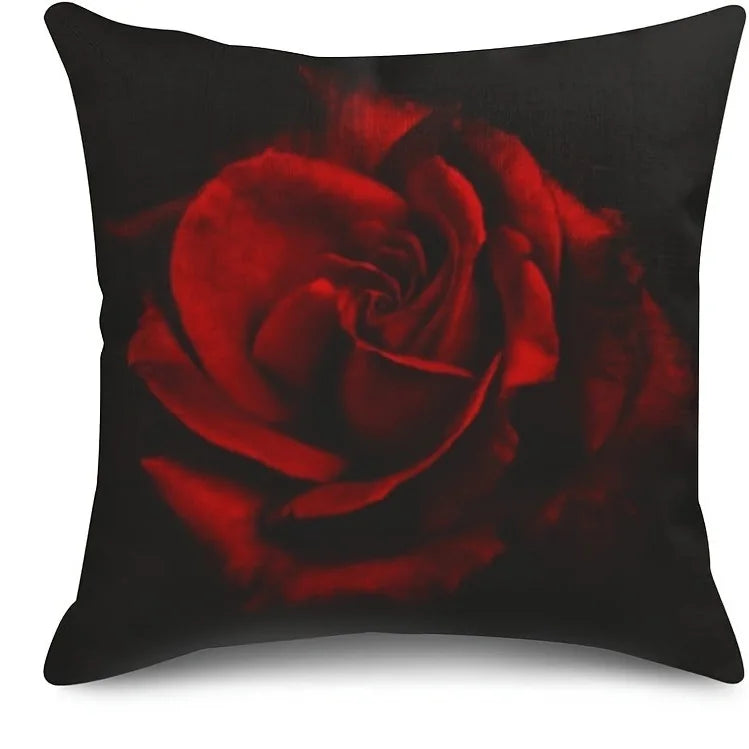 Home Decor Red Roses: Intense Floral Pillow Covers Pattern Cushion Cover Suitable For Sofa Bedroom Car Pillow Cover